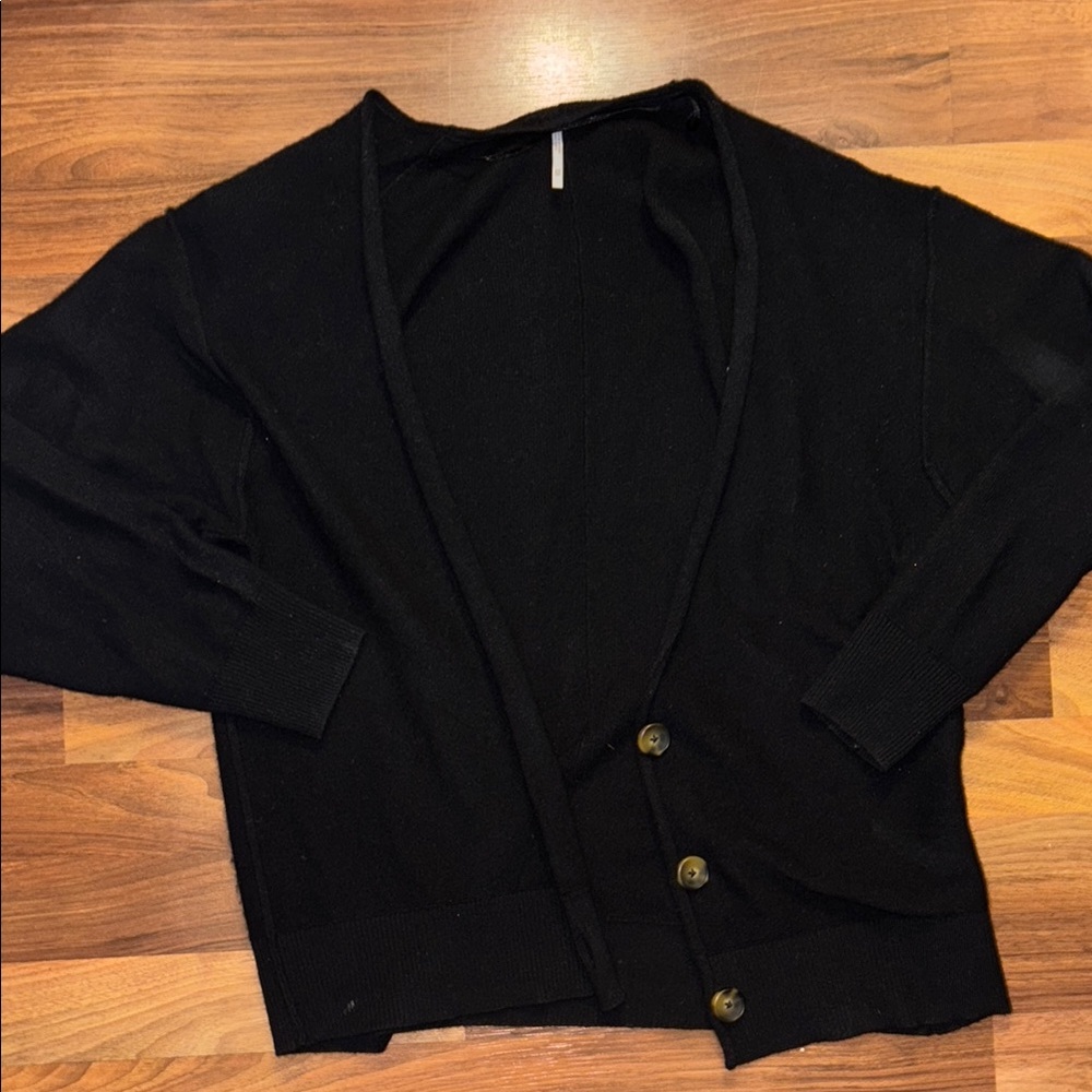 Free People Black Cozy Cashmere Cardigan Sweater | XS